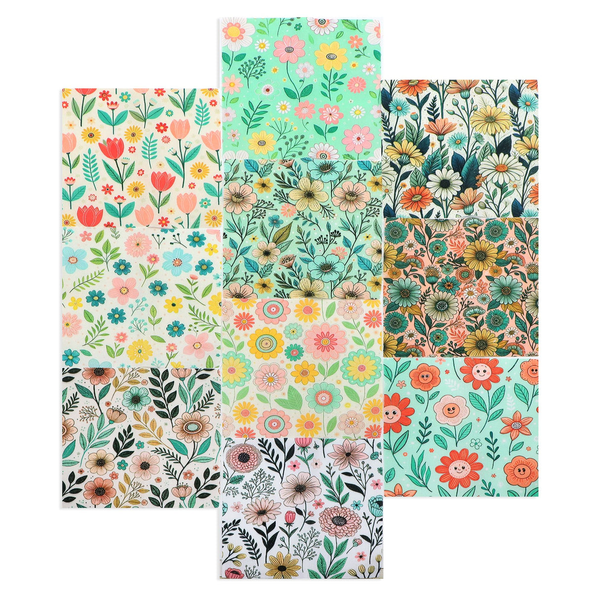 10Pc/Set Flower Series Fat Quarter Fabric, Pre-Cut Square Fabric Assort, Fabric Set, Craft Fabric, Handmade DIY Patchwork Fabric,Home Quilting Sewing Fabric, Packaging Fabric, Scrapbooking Craft Hobbyist