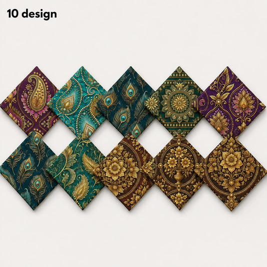 10Pc/Set Flower Feather Series Peacock Pattern Fat Quarter Fabric, Pre-Cut Square Fabric Assort, Fabric Set, Craft Fabric, Handmade DIY Patchwork Fabric,Home Quilting Sewing Fabric, Packaging Fabric, Scrapbooking Craft Hobbyist