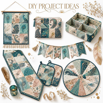 10pcs Charm Pack Set Peacock Feathers VIntage Style Pattern HAndmade DIY With Rich Color and Texture Elements 100% Polyester Patchwork in 10 Design Styles Suitable For Patchwork DIY Craft Projects DIY Wallet Making Gift Giving Bag Making Mother's Day Gift