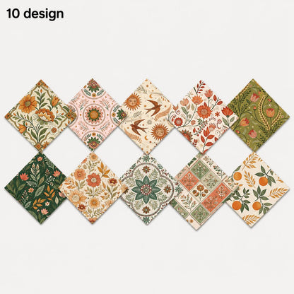 10pcs Charm Pack Set Floral Pattern 100% Polyester Patchwork in 10 Design Styles, Ready-to-Sew Without Cutting, Suitable For Patchwork Wallet Making Gift Giving Tote Bags Coasters DIY Craft Projects