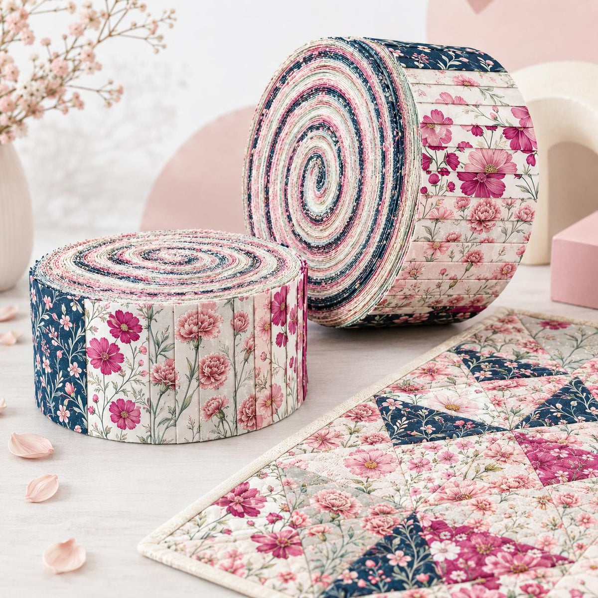 10pcs Vintage Floral Pattern Jelly Roll Fabric Strips 2.5X19.7inch Pre-Cut 100% Polyester For Patchwork Quilts, Table Runners, Placemats, Tote Bags, Storage Pouches, Makeup Bags, Coasters, Quilt Blocks & Binding
