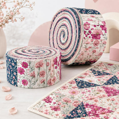 10pcs Vintage Floral Pattern Jelly Roll Fabric Strips 2.5X19.7inch Pre-Cut 100% Polyester For Patchwork Quilts, Table Runners, Placemats, Tote Bags, Storage Pouches, Makeup Bags, Coasters, Quilt Blocks & Binding