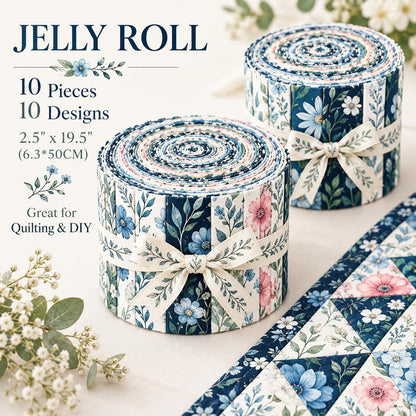 10pcs Vintage Floral Pattern Jelly Roll Fabric Strips 2.5X19.7inch Pre-Cut 100% Polyester For Patchwork Quilts, Table Runners, Placemats, Tote Bags, Storage Pouches, Makeup Bags, Coasters, Quilt Blocks & Binding