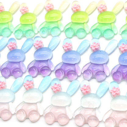 5Pcs Animals Series Acrylic Charms,Rabbit Shaped,Transparent 3D Flatback Resin Cabochons for DIY Jewelry, Earrings, Bracelets, Keychains, Festive Decor, Homemade Gifts, Phone Cases, Water Bottles, Hair Accessories