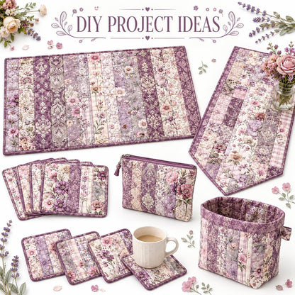 10pcs Vintage Floral Burgundy Pattern Jelly Roll Fabric Strips 2.5X19.7inch Pre-Cut 100% Polyester For Patchwork Quilts, Table Runners, Placemats, Tote Bags, Storage Pouches, Makeup Bags, Coasters, Quilt Blocks & Binding