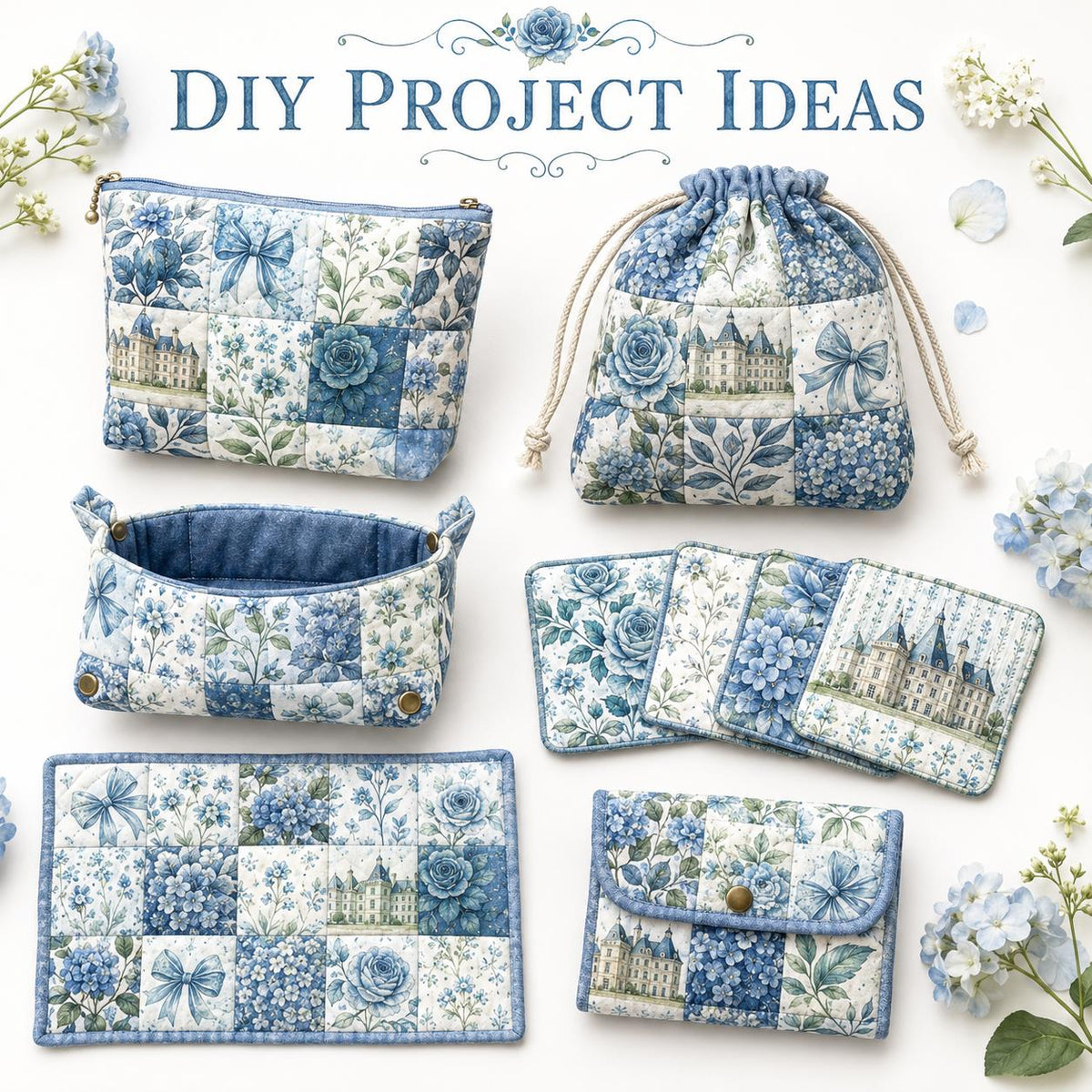 10pcs Charm Pack Set Floral Rose Bow Pattern Vintage Style Handmade DIY with Rich Color and Texture Elements 100% Polyester Patchwork in 10 Design Styles Suitable for Patchwork DIY Craft Projects DIY Wallet Making Gift Giving Bag Making Mother's Day Gift