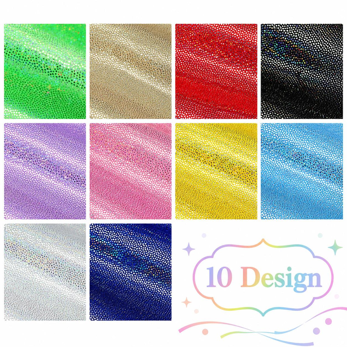 10pcs/Set, Making 10 Images 1pc Each, Each Size: 2.48*19.69inch Plain Muti-color Laser Pattern Sliced Fabric Set Style Combination, Polyester Jelly Roll Fabric Strips, Pre-Cut Quilting Squares, for Quilting DIY, Handicrafts And Sewing, Blankets, Rugs