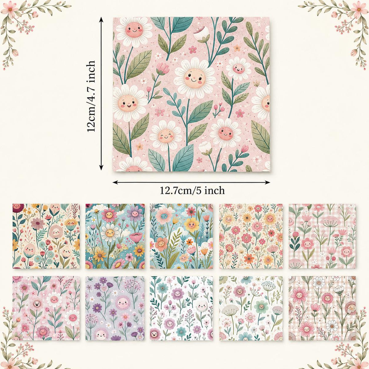 10pcs Charm Pack Set Floral Pattern Vintage Style Handmade DIY with Rich Color and Texture Elements 100% Polyester Patchwork in 10 Design Styles Suitable for Patchwork DIY Craft Projects DIY Wallet Making Gift Giving Bag Making Mother's Day Gift