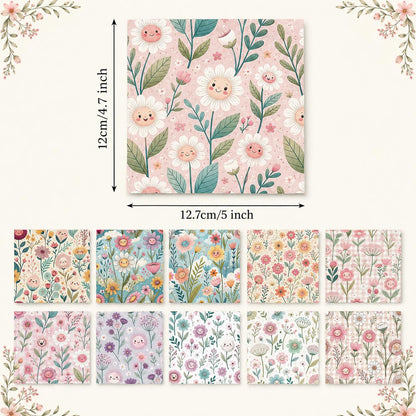 10pcs Charm Pack Set Floral Pattern Vintage Style Handmade DIY with Rich Color and Texture Elements 100% Polyester Patchwork in 10 Design Styles Suitable for Patchwork DIY Craft Projects DIY Wallet Making Gift Giving Bag Making Mother's Day Gift