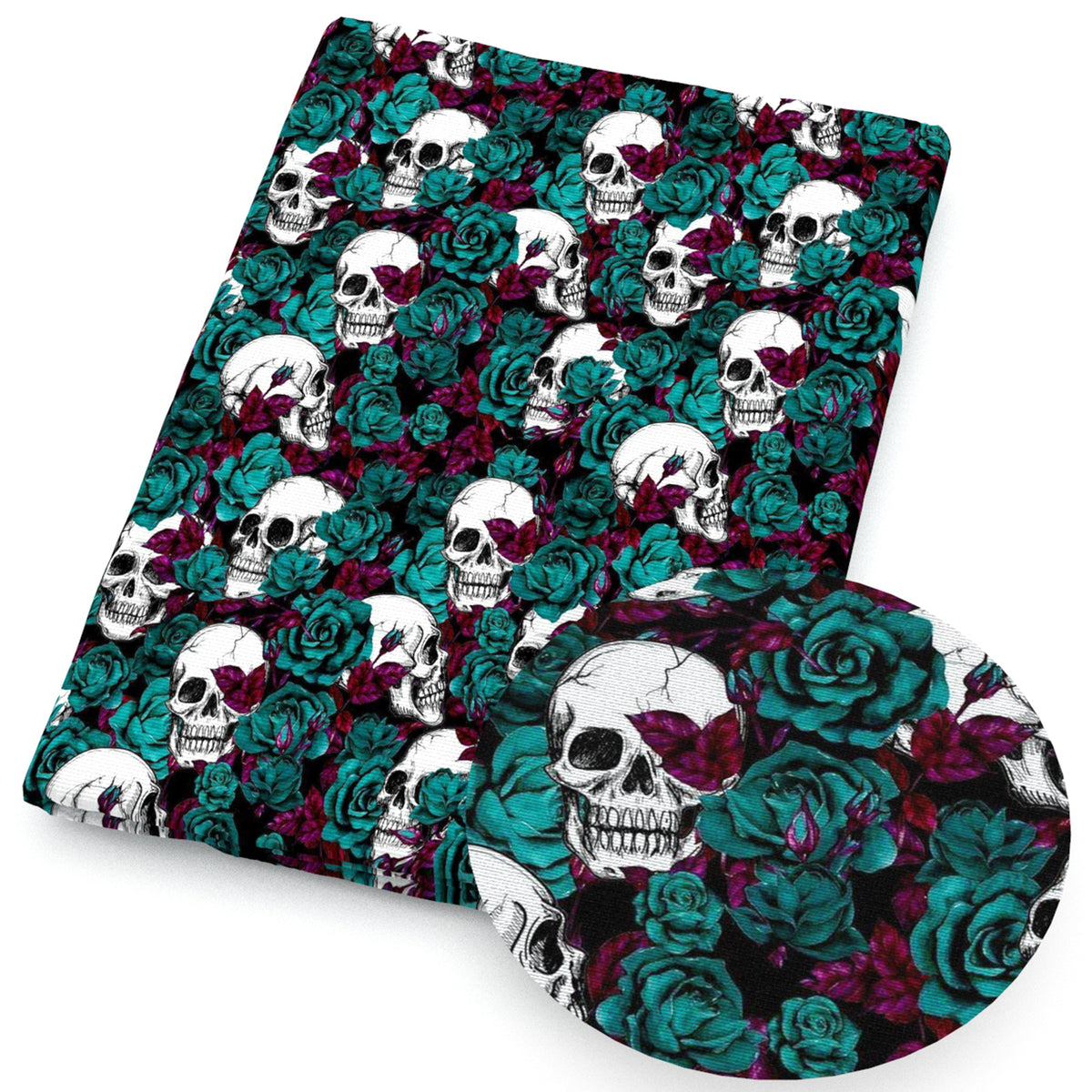 flowerfloral skull ghost skeleton bones halloween fabric