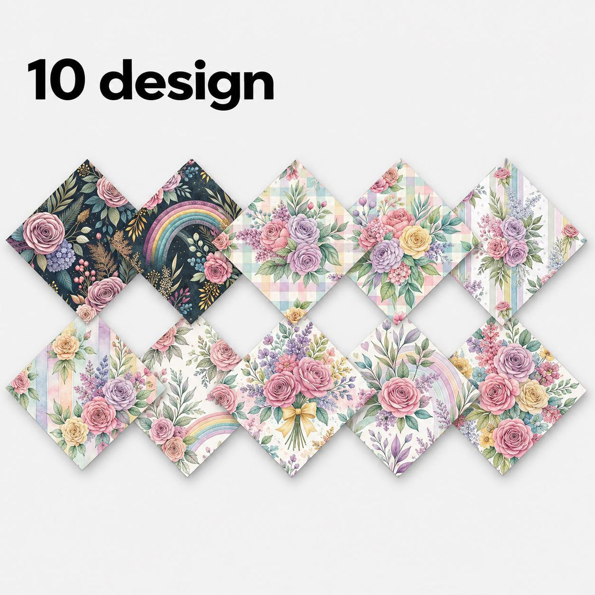 10Pc/Set Flower Plaid Series Fat Quarter Fabric, Pre-Cut Square Fabric Assort, Fabric Set, Craft Fabric, Handmade DIY Patchwork Fabric,Home Quilting Sewing Fabric, Packaging Fabric, Scrapbooking Craft Hobbyist