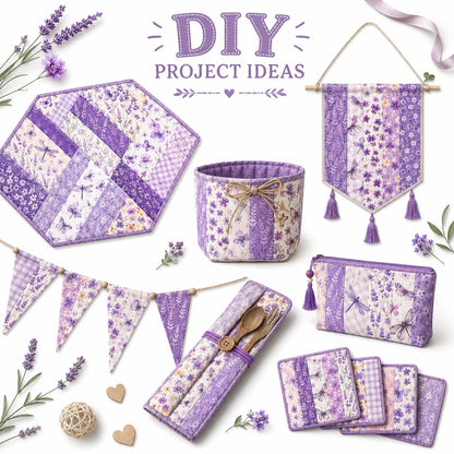10pcs Vintage Butterfly Purple Pattern Jelly Roll Fabric Strips 2.5X19.7inch Pre-cut 100% Polyester for Patchwork Quilts, Table Runners, Placemats, Tote Bags, Storage Pouches, Makeup Bags, Coasters, Quilt Blocks & Binding