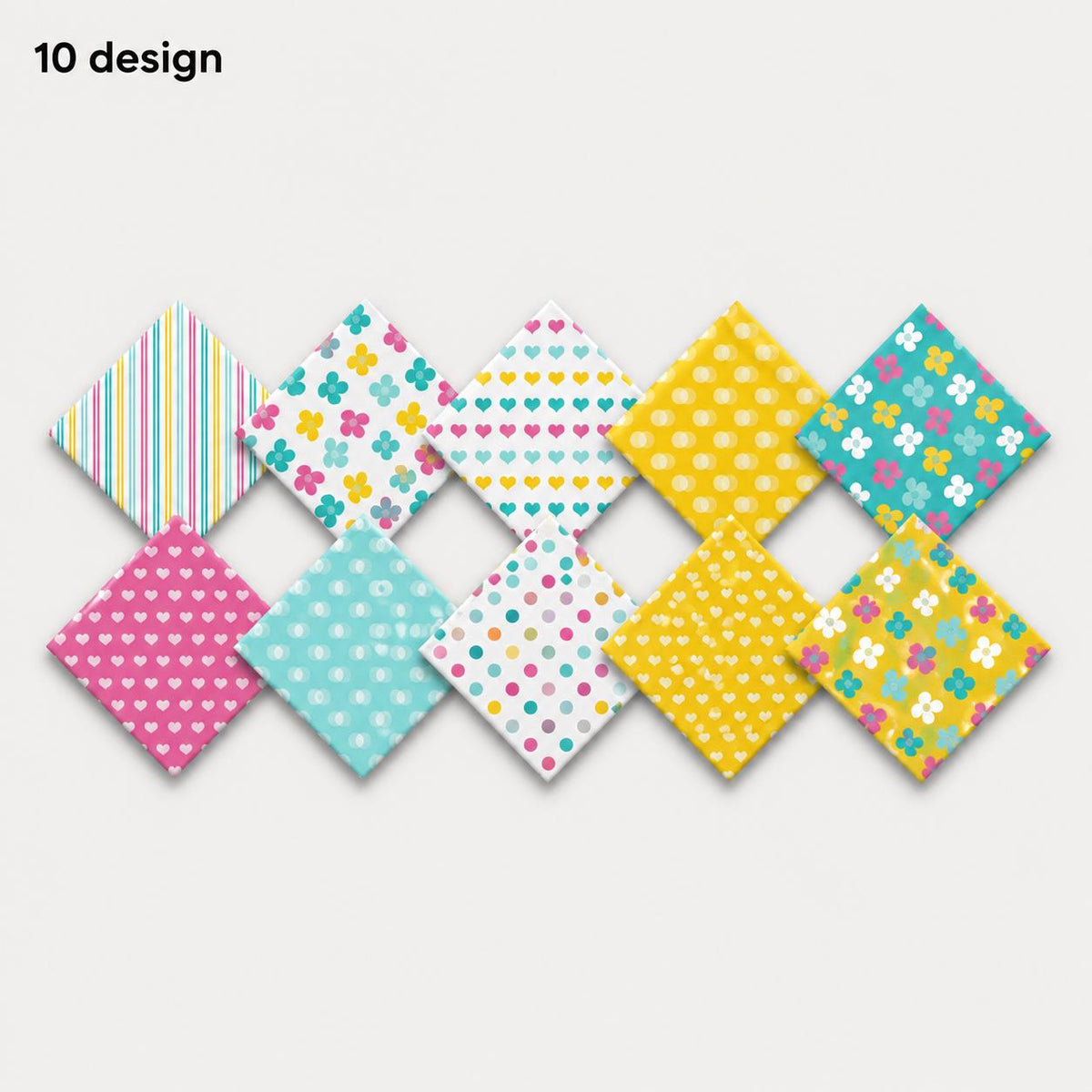 10Pc/Set Flower Heart Dot Stripe Series Fat Quarter Fabric, Pre-Cut Square Fabric Assort, Fabric Set, Craft Fabric, Handmade DIY Patchwork Fabric,Home Quilting Sewing Fabric, Packaging Fabric, Scrapbooking Craft Hobbyist