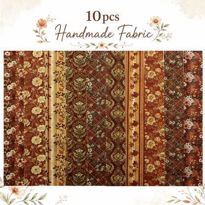 10pcs Vintage Autumn Floral Pattern Jelly Roll Fabric Strips 2.5X19.7inch Pre-Cut 100% Polyester For Patchwork Quilts, Table Runners, Placemats, Tote Bags, Storage Pouches, Makeup Bags, Coasters, Quilt Blocks & Binding