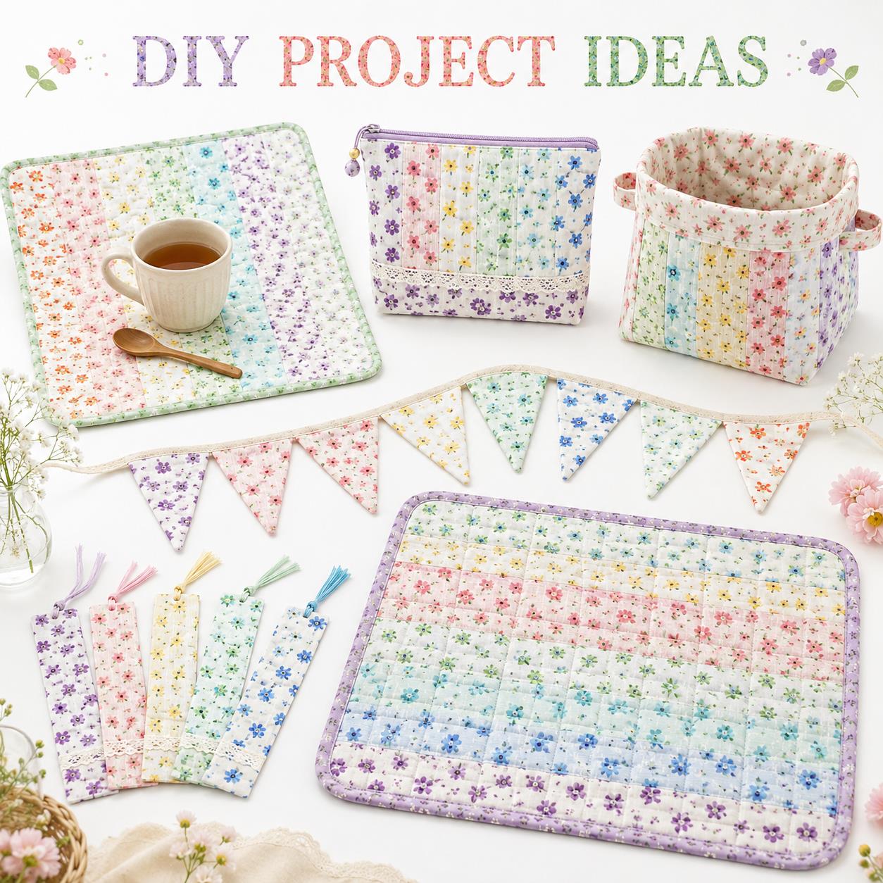 10Pc/Set, Making 10 Images 1pc Each, Each Size: 6.3*50cm Floral Chiffon Series Sliced Fabric Set Style Combination, Polyester Jelly Roll Fabric Strips, Pre-Cut Quilting Squares, For Quilting DIY, Handicrafts And Sewing, Blankets, Rugs