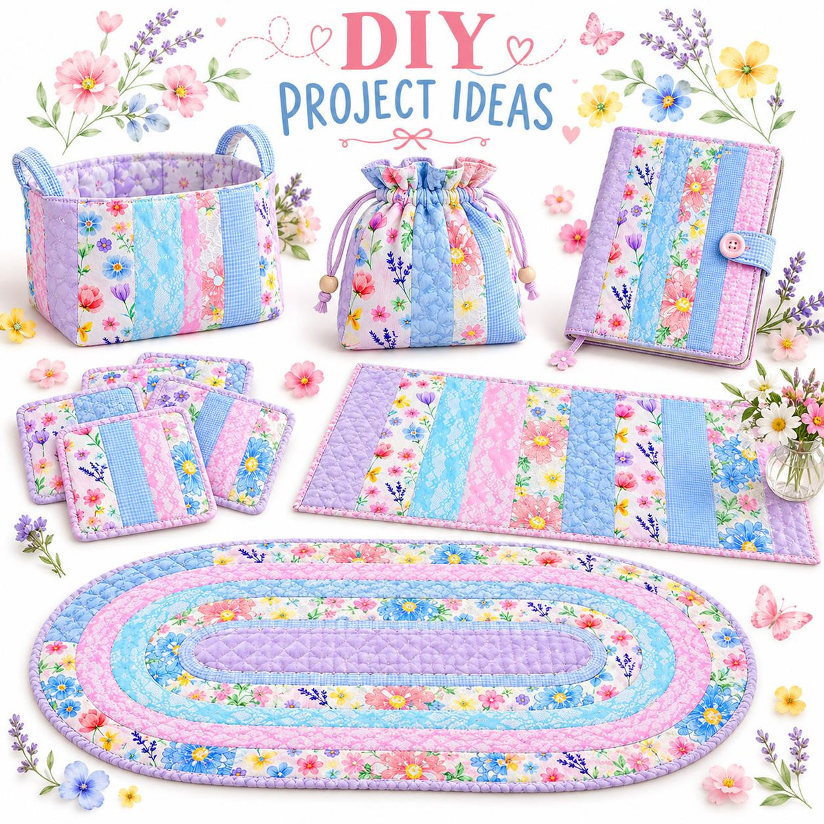 10Pc/Set, Making 10 Images 1pc Each, Each Size: 6.3*50cm Floral Mesh Gauze Lace Series Sliced Fabric Set Style Combination, Polyester Jelly Roll Fabric Strips, Pre-Cut Quilting Squares, For Quilting DIY, Handicrafts And Sewing, Blankets, Rugs, Interior De