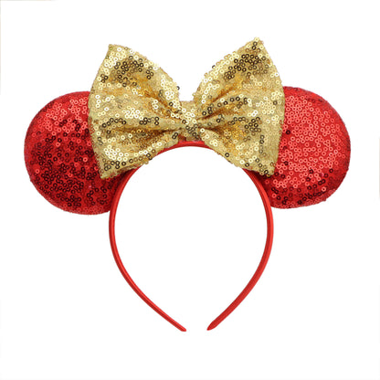 Adorable Festive Ears Sequined Headband with Bows-Sparkly Bow Hair Band with Ears Hair Hoop