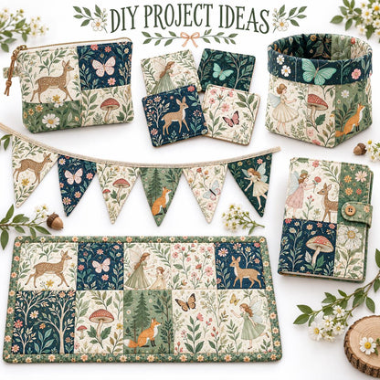 10Pc/Set Flower Butterfly Series Deer Mushroom Fox Fat Quarter Fabric, Pre-Cut Square Fabric Assort, Fabric Set, Craft Fabric, Handmade DIY Patchwork Fabric,Home Quilting Sewing Fabric, Packaging Fabric, Scrapbooking Craft Hobbyist