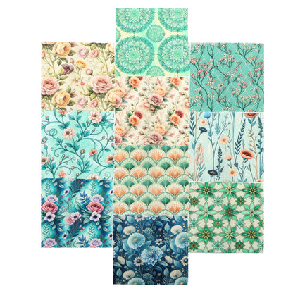 10Pc/Set Flower Series Fat Quarter Fabric, Pre-Cut Square Fabric Assort, Fabric Set, Craft Fabric, Handmade DIY Patchwork Fabric,Home Quilting Sewing Fabric, Packaging Fabric, Scrapbooking Craft Hobbyist