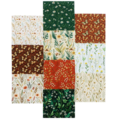 10pcs Charm Pack Set Floral Pattern 100% Polyester Patchwork in 10 Design Styles, Ready-to-Sew Without Cutting, Suitable For Patchwork Wallet Making Gift Giving Tote Bags Coasters DIY Craft Projects