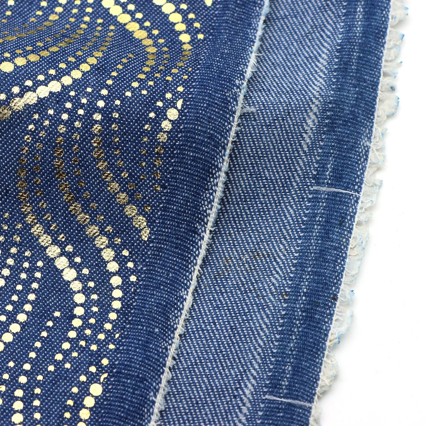 1Pc Golden Hot Stamping dot wave Pre-Washed stripe Denim Fabric - 59x19.68inch(150x50cm)  DIY Crafts Projects, DIY Wallet Making