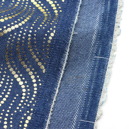 1Pc Golden Hot Stamping dot wave Pre-Washed stripe Denim Fabric - 59x19.68inch(150x50cm)  DIY Crafts Projects, DIY Wallet Making