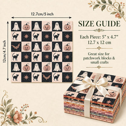 10Pc/Set Halloween Series Skull Cat Pumpkin Plaid Fat Quarter Fabric, Pre-Cut Square Fabric Assort, Fabric Set, Craft Fabric, Handmade DIY Patchwork Fabric,Home Quilting Sewing Fabric, Packaging Fabric, Scrapbooking Craft Hobbyist