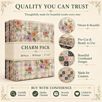 10Pc/Set Flower Plaid Series Daisy Mushroom Fat Quarter Fabric, Pre-Cut Square Fabric Assort, Fabric Set, Craft Fabric, Handmade DIY Patchwork Fabric,Home Quilting Sewing Fabric, Packaging Fabric, Scrapbooking Craft Hobbyist
