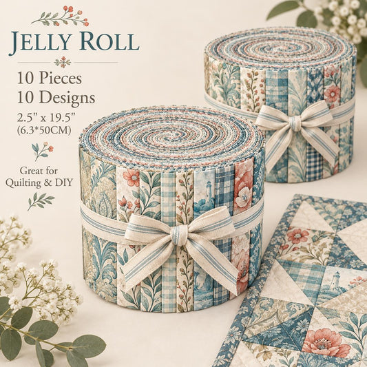 10pcs Vintage Flora Pattern Jelly Roll Fabric Strips 2.5X19.7inch Pre-Cut 100% Polyester For Patchwork Quilts, Table Runners, Placemats, Tote Bags, Storage Pouches, Makeup Bags, Coasters, Quilt Blocks & Binding