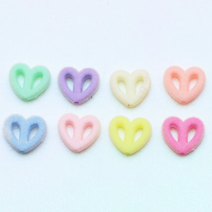 10Pcs Hollow Love Heart Acrylic Beads Plain Solid Color Loose Spacer Beads for DIY Jewelry Making Accessories DIY Bracelet Necklace Chain Earrings Charm Bangle Decors Craft Pen Supplies Festive Decorations