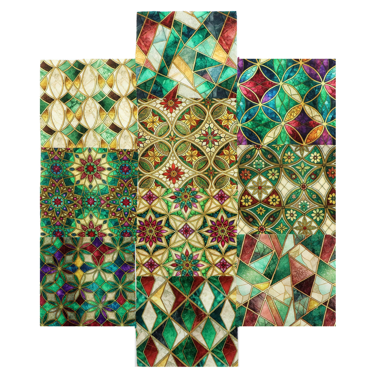 10Pc/Set Flower Geometric Patterns Colors Series Fat Quarter Fabric, Pre-Cut Square Fabric Assort, Fabric Set, Craft Fabric, Handmade DIY Patchwork Fabric,Home Quilting Sewing Fabric, Packaging Fabric, Scrapbooking Craft Hobbyist
