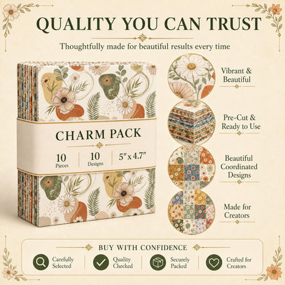 10pcs Charm Pack Set PaInt Splatter Floral Pattern 100% Polyester Patchwork in 10 Design Styles, Ready-To-Sew Without Cutting, Suitable For Patchwork Wallet Making Gift Giving Tote Bags Coasters DIY Craft Projects
