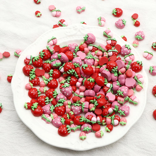10Pcs Miniature Resin Fruits Strawberry Shaped Acrylic Charms Beads,Random Pattern 3D Flatback Resin Cabochons for DIY Jewelry Making, Earrings, Bracelets, Keychains & Crafts - Perfect for Phone Cases, Water Bottles & Hair Accessories