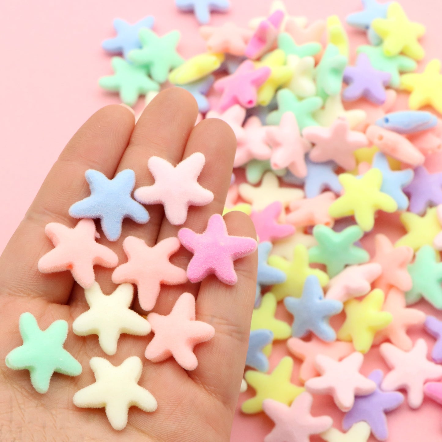 10pcs Mix Color Vibrant Star-Shaped Velvet Beads For Jewelry Making DIY Handmade Bracelet Necklace Accessories