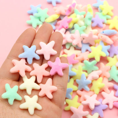 10pcs Mix Color Vibrant Star-Shaped Velvet Beads For Jewelry Making DIY Handmade Bracelet Necklace Accessories