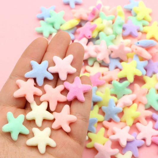 10pcs Mix Color Vibrant Star-Shaped Velvet Beads For Jewelry Making DIY Handmade Bracelet Necklace Accessories
