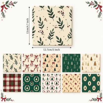 10Pc/Set Christmas Series Plaid Tree Bowknot Star Crutch Fat Quarter Fabric, Pre-Cut Square Fabric Assort, Fabric Set, Craft Fabric, Handmade DIY Patchwork Fabric,Home Quilting Sewing Fabric, Packaging Fabric, Scrapbooking Craft Hobbyist