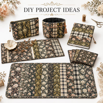 10pcs Vintage Floral Pattern Jelly Roll Fabric Strips 2.5X19.7inch Pre-Cut 100% Polyester For Patchwork Quilts, Table Runners, Placemats, Tote Bags, Storage Pouches, Makeup Bags, Coasters, Quilt Blocks & Binding