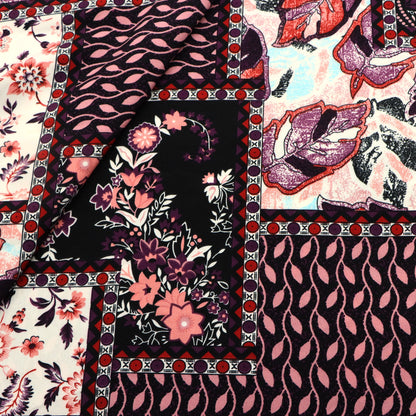 1Pc Geometric Patterns flower leaf Ethnic Style 100%polyester Fabric - 59x19.68inch(150x50cm) Pre-cut Fabric,Perfect for DIY Sewing,Bags,Party Decor, Tablecloths, Gift Wrapping,Cushions & Furniture Covers