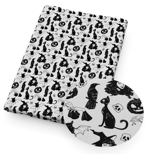 halloween skull ghost skeleton bones cat fabric