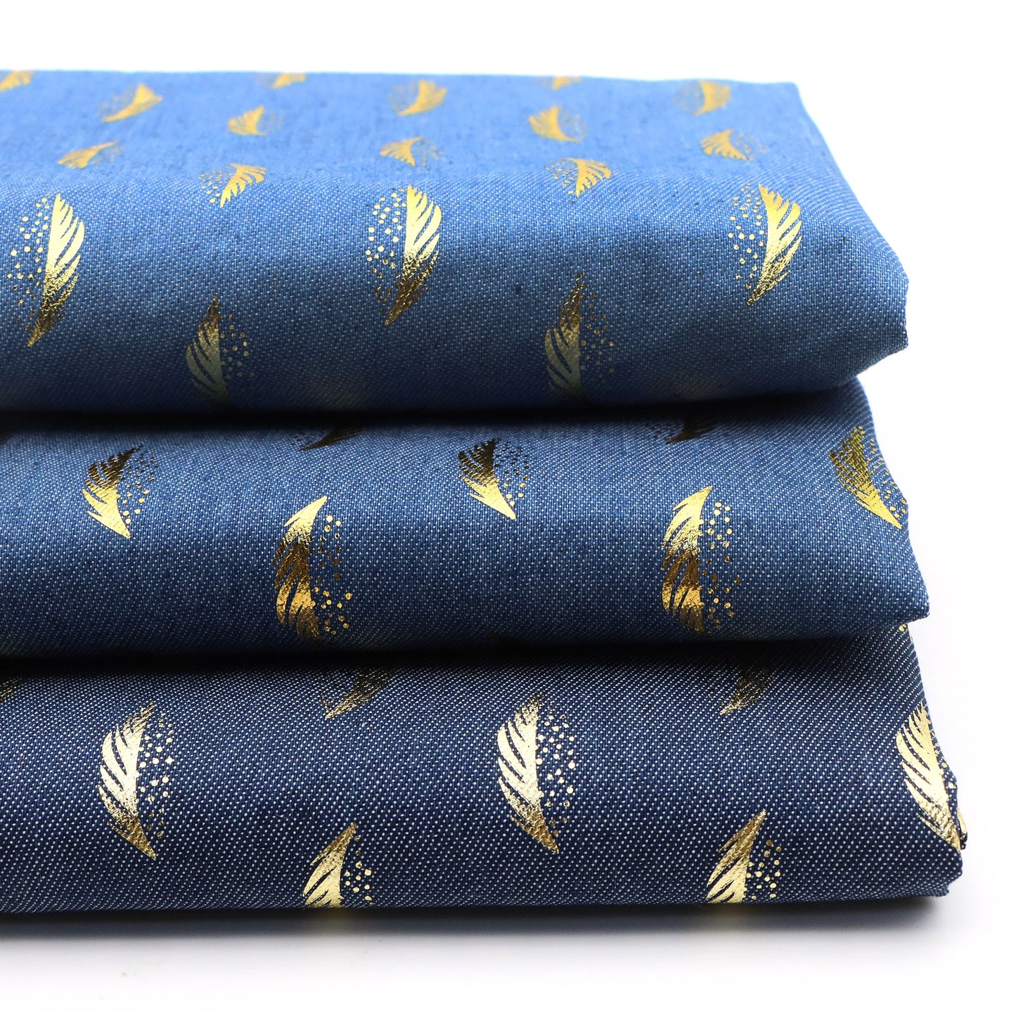 1Pc feather Golden Hot Stamping Pre-Washed Denim Fabric - 59x19.68inch(150x50cm)  DIY Crafts Projects, DIY Wallet Making