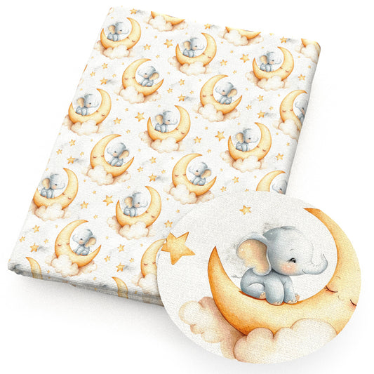 elephant moon star starfish cloud fabric