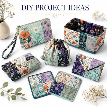 10pcs Charm Pack Set Floral Pattern Vintage Style Handmade DIY with Rich Color and Texture Elements 100% Polyester Patchwork in 10 Design Styles Suitable for Patchwork DIY Craft Projects DIY Wallet Making Gift Giving Bag Making Mother's Day Gift