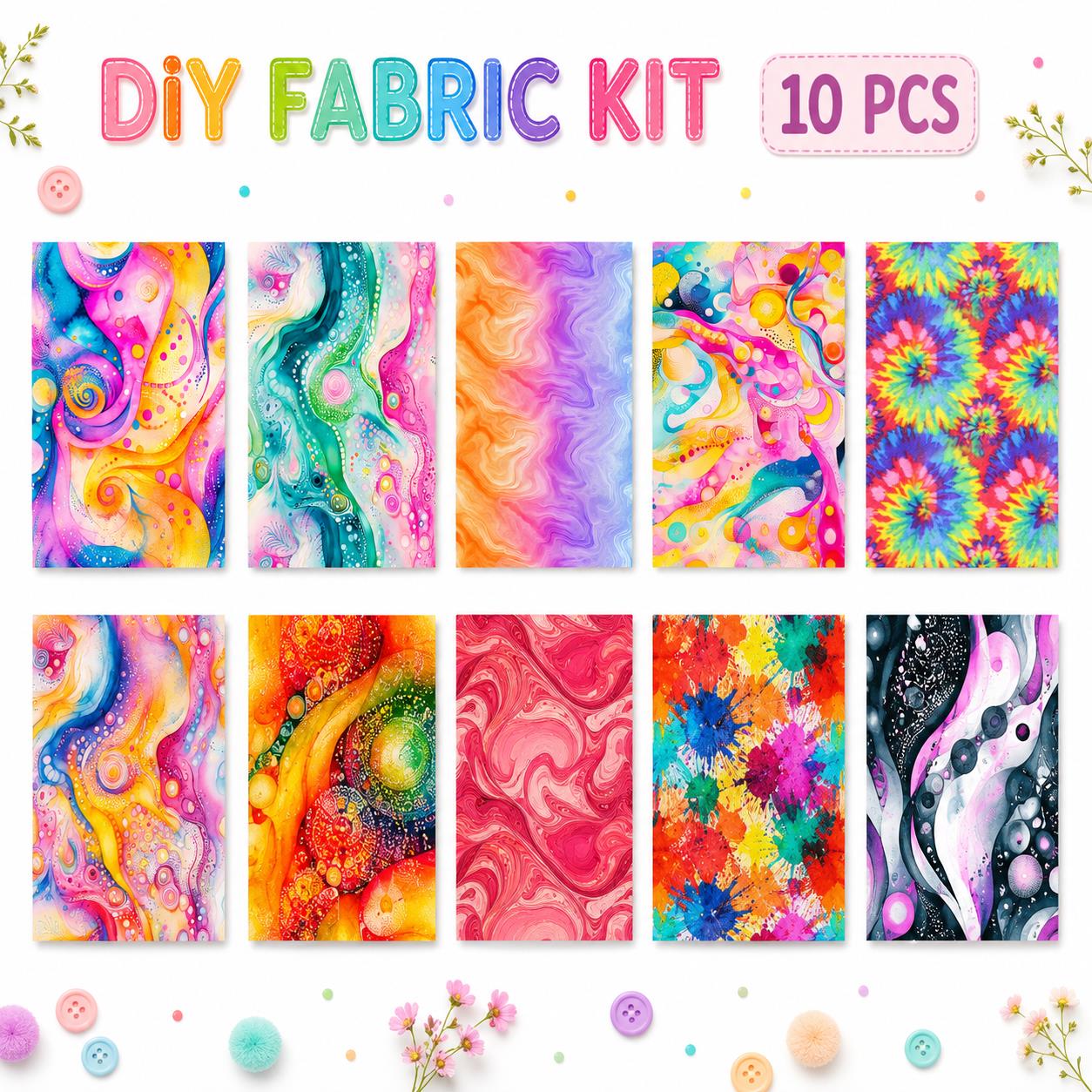 10Pc/Set Color Swirl Series Fat Quarter Fabric, Pre-Cut Square Fabric Assort, Fabric Set, Craft Fabric, Handmade DIY Patchwork Fabric,Home Quilting Sewing Fabric, Packaging Fabric, Scrapbooking Craft Hobbyist