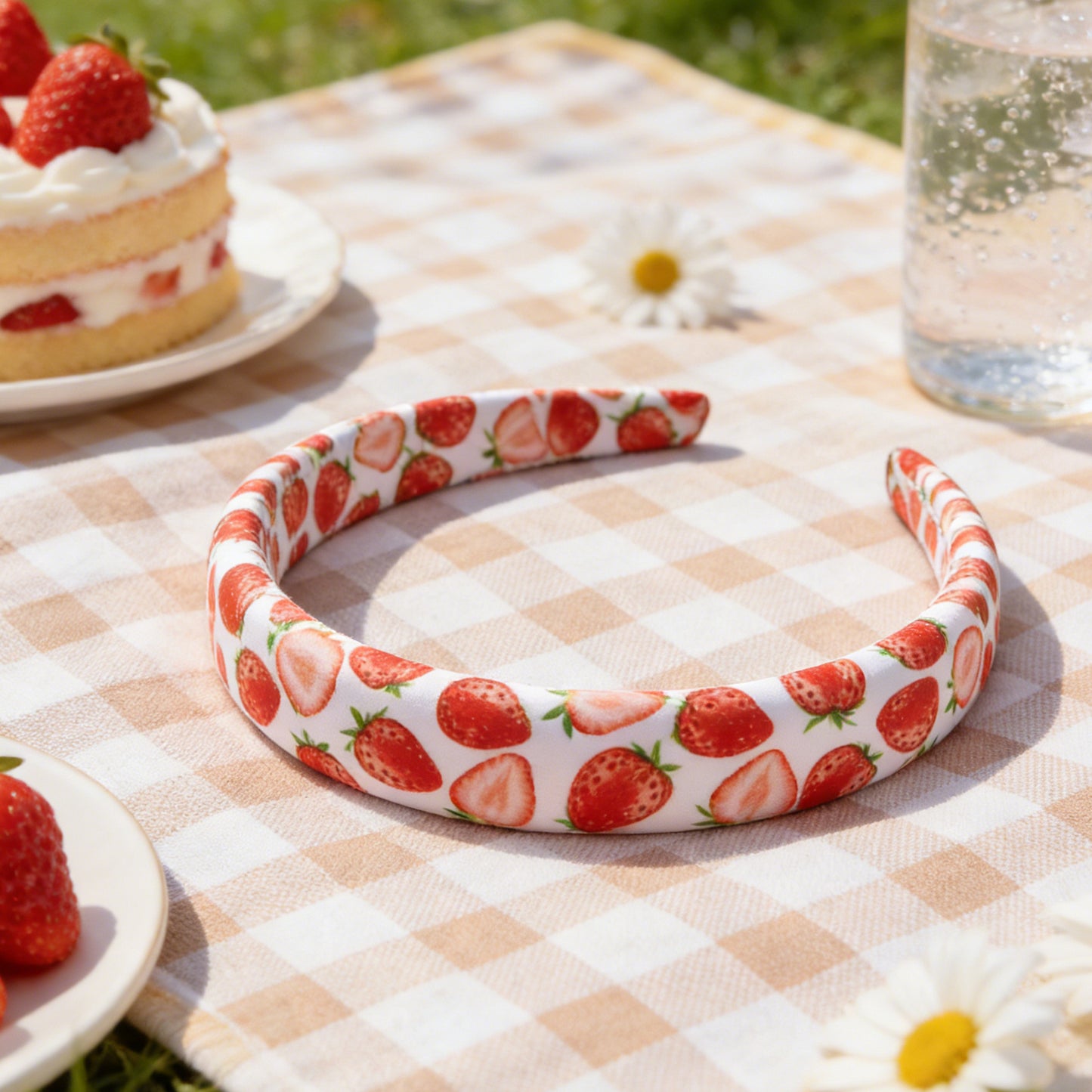 strawberry satin high cranial hairband
