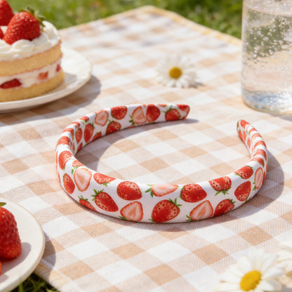 strawberry satin high cranial hairband