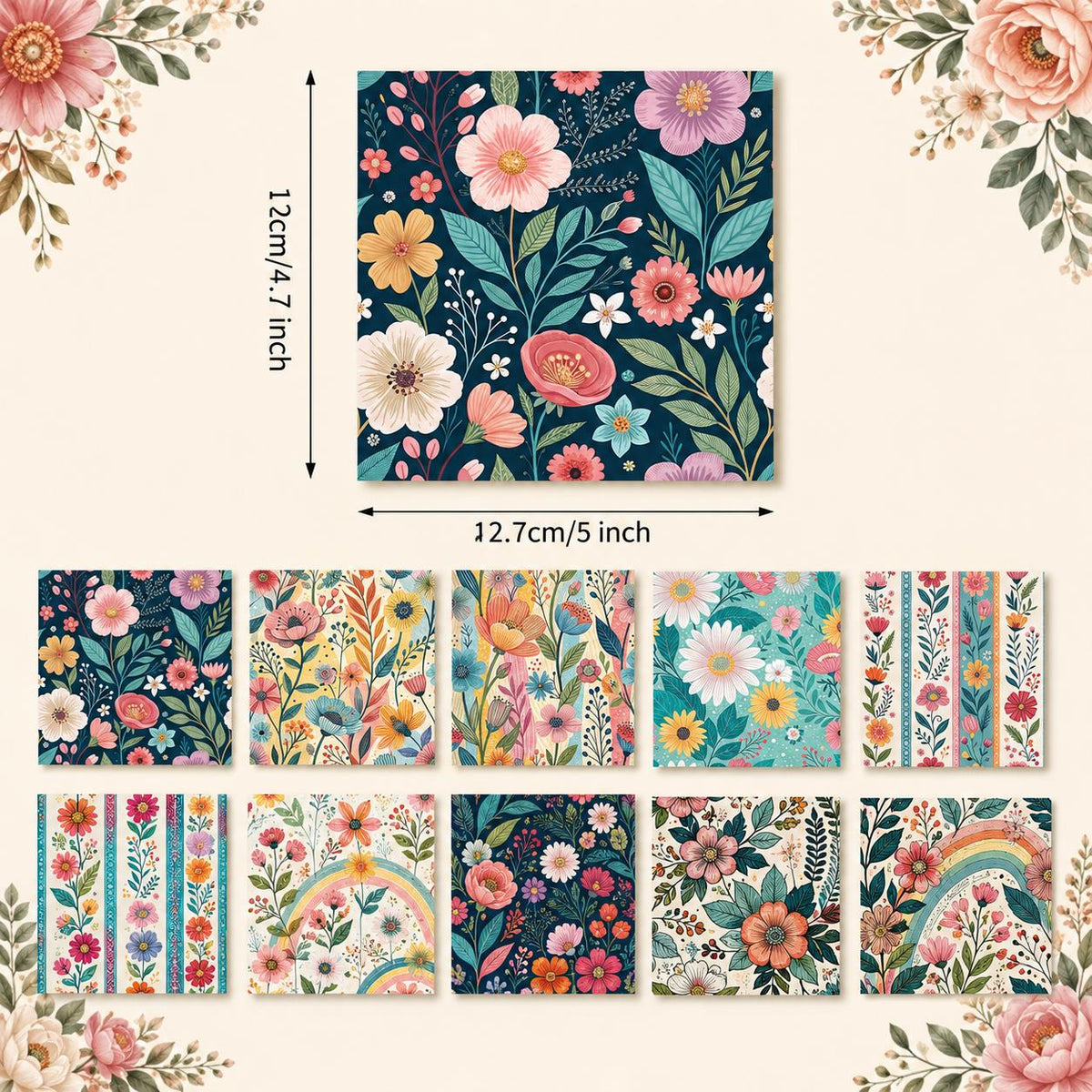 10Pc/Set Flower Stripe Series Fat Quarter Fabric, Pre-Cut Square Fabric Assort, Fabric Set, Craft Fabric, Handmade DIY Patchwork Fabric,Home Quilting Sewing Fabric, Packaging Fabric, Scrapbooking Craft Hobbyist