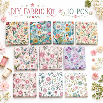 10pcs Charm Pack Set Floral Pattern Vintage Style Handmade DIY with Rich Color and Texture Elements 100% Polyester Patchwork in 10 Design Styles Suitable for Patchwork DIY Craft Projects DIY Wallet Making Gift Giving Bag Making Mother's Day Gift