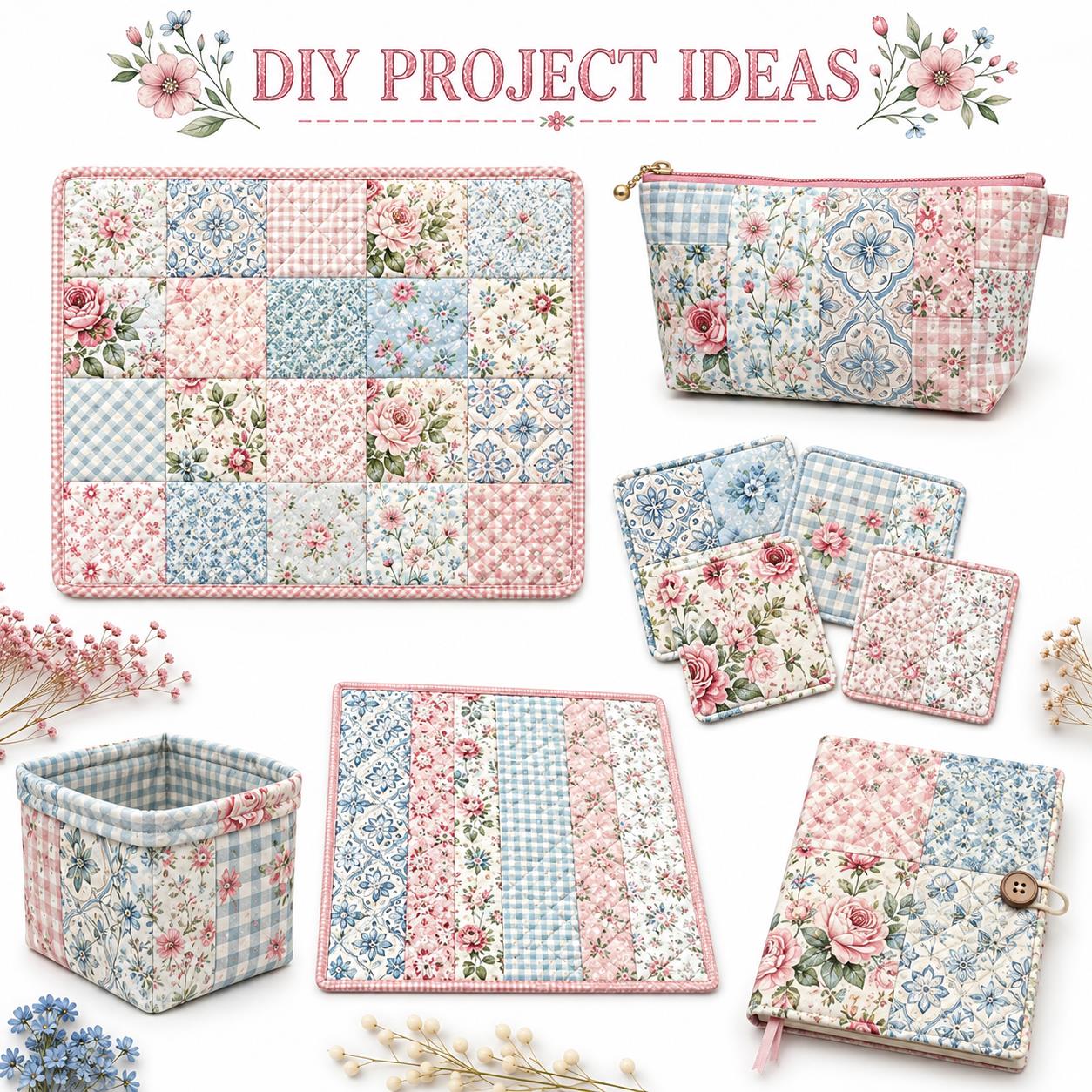 10Pc/Set Plaid Flower Series Fat Quarter Fabric, Pre-Cut Square Fabric Assort, Fabric Set, Craft Fabric, Handmade DIY Patchwork Fabric,Home Quilting Sewing Fabric, Packaging Fabric, Scrapbooking Craft Hobbyist