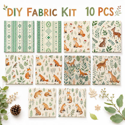 10pcs Charm Pack Set Geometric Fox Grass Pattern Vintage Style Handmade DIY with Rich Color and Texture Elements 100% Polyester Patchwork in 10 Design Styles Suitable for Patchwork DIY Craft Projects DIY Wallet Making Gift Giving Bag Making Mother's Day G